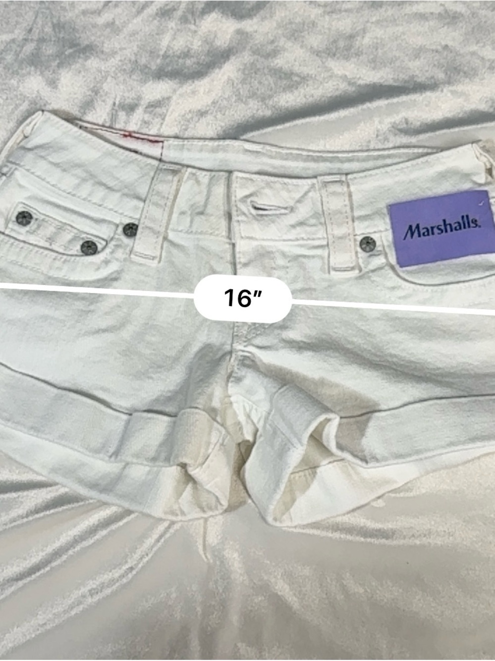 True Religion Women's White Cuffed Denim Shorts size 25 - Picture 10 of 12
